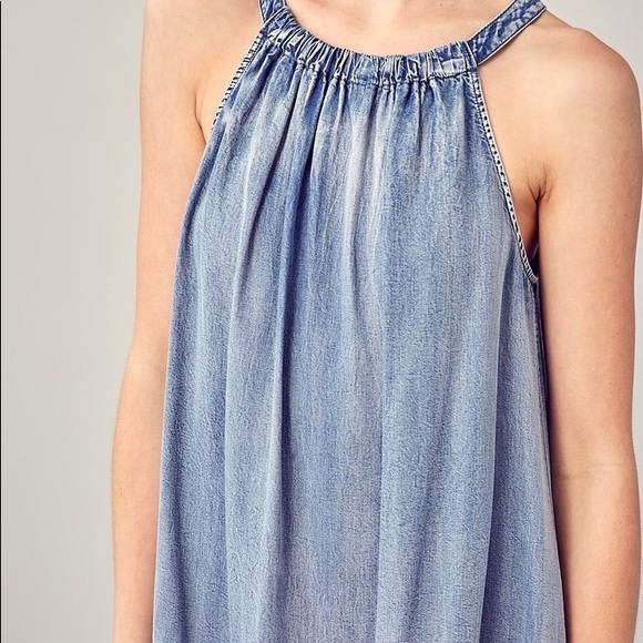 Mustard Seed- Halter Baby Doll Denim Dress-NWT - Picture 5 of 5